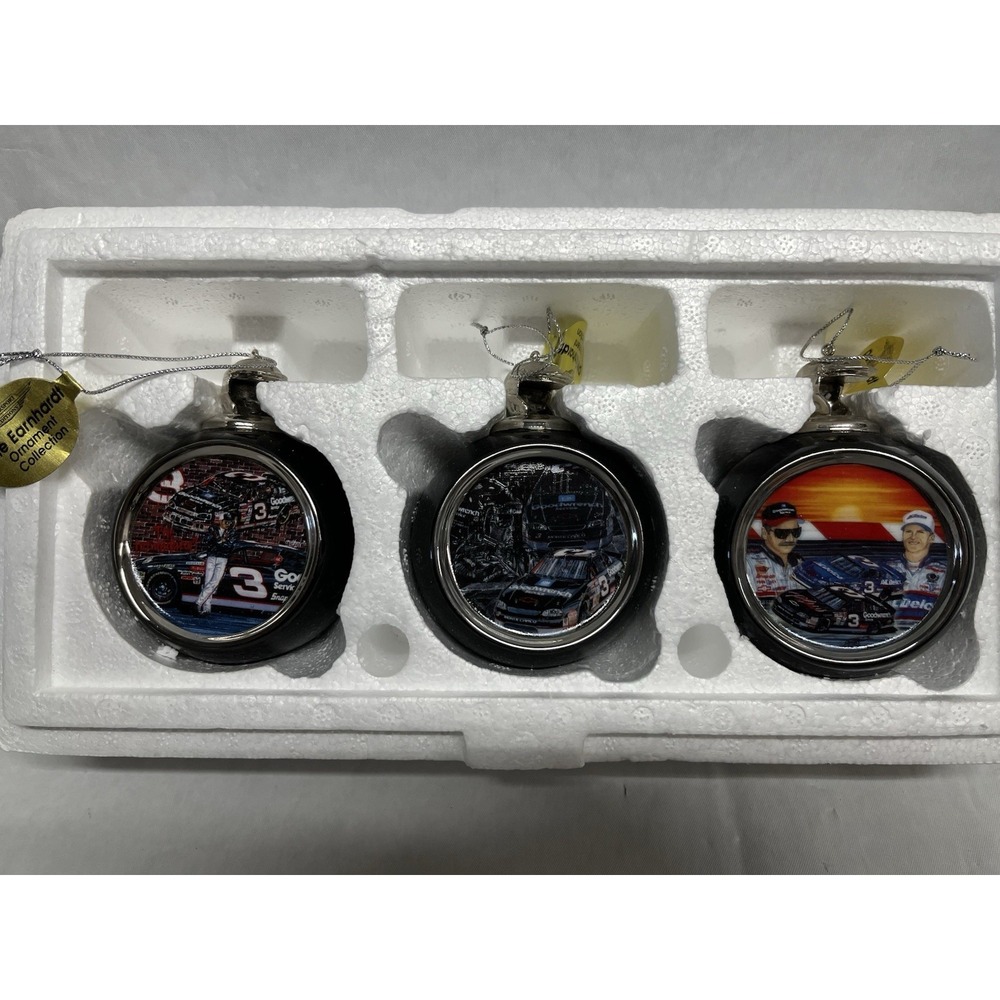 VTG Dale Earnhardt 3 Ornaments Hamilton Collection Ready Black Attack Rising Son